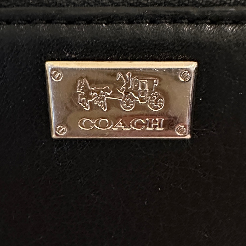 Coach Black Pebbled Leather Slim Envelope Wallet Silver Logo - Picture 2 of 8